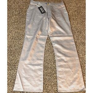 Platini Jeans Cougar Silver Metallic Print Flare Leg‎ Pants Men Size 30